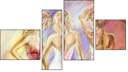Beautiful women at the ball. Oil painting. - Four-piece canvas print, Fortyk