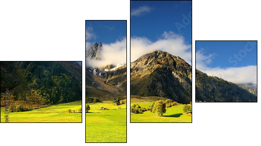 Szwajcarskie Alpy, z widokiem na stok - Four-piece canvas print, Fortyk