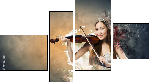 Woman violinist - Four-piece canvas print, Fortyk