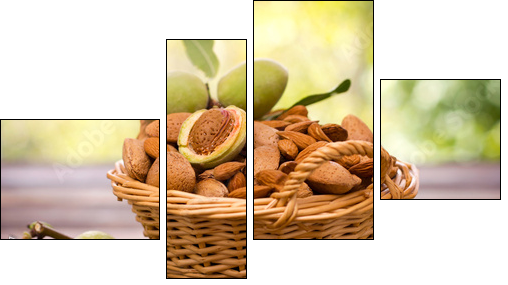 Fresh almonds in the basket - Four-piece canvas print, Fortyk