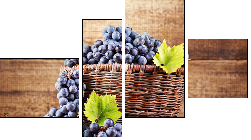 grape in wooden basket - Four-piece canvas print, Fortyk