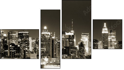Manhattan West side at night - Four-piece canvas print, Fortyk