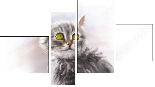 Adorable fluffy kitten, pet, cat animal paint - Four-piece canvas print, Fortyk