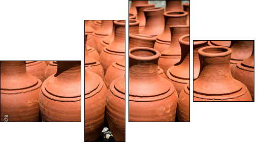 Turkish clay pots in market outdoor in sunny day - Four-piece canvas print, Fortyk