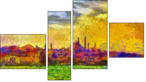 Istanbul shore view cityscape impressionist style painting - Four-piece canvas print, Fortyk