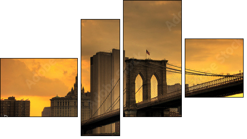 brooklyn bridge sunset - Four-piece canvas print, Fortyk