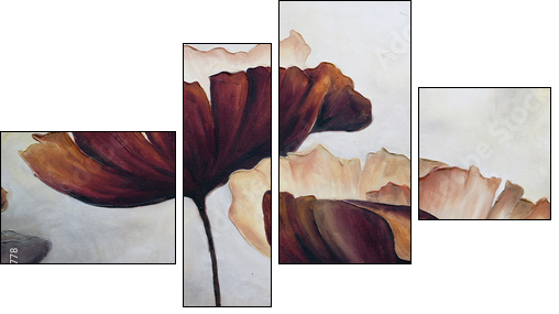 Poppy abstract painting - Four-piece canvas print, Fortyk