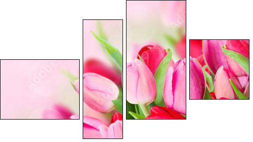 spring pink tulips bouquet - Four-piece canvas print, Fortyk