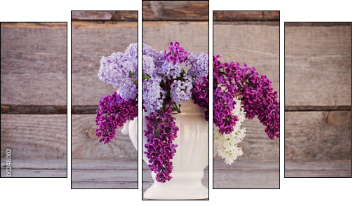 Still life with a blooming branch of lilac - Five-piece canvas print, Pentaptych