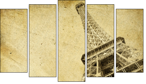 vintage paper with eiffel tower - Five-piece canvas print, Pentaptych