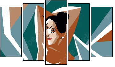 cubist woman painting - Five-piece canvas print, Pentaptych