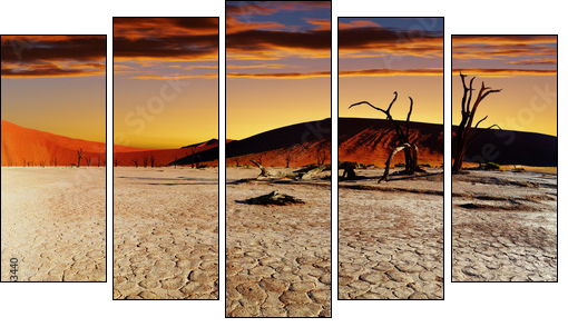 Namib Desert, Sossusvlei, Namibia - Five-piece canvas print, Pentaptych