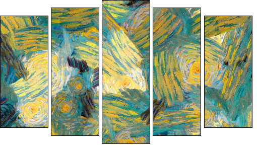 Varicoloured texture from oil paints - Five-piece canvas print, Pentaptych