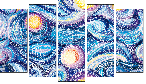Van Gogh background - Five-piece canvas print, Pentaptych