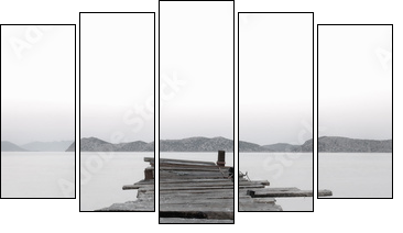 Jetty into a Mountain Lake - Five-piece canvas print, Pentaptych
