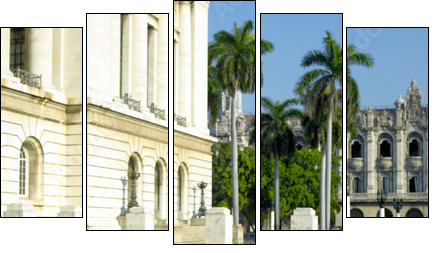 old car in front of Capitol Building, Old Havana, Cuba - Five-piece canvas print, Pentaptych