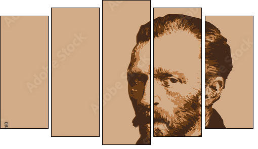 Van Gogh - peintre - portrait - personnage célèbre - Vincent Van Gogh - artiste peintre - - Five-piece canvas print, Pentaptych