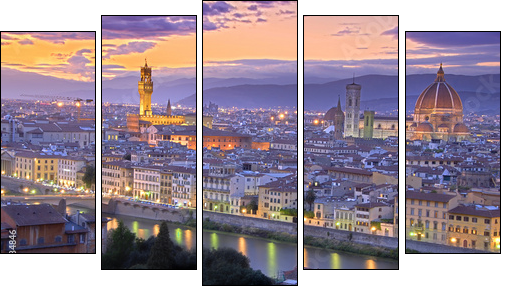 Sunset in Florence - Five-piece canvas print, Pentaptych