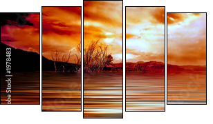 sunrise mono lake - Five-piece canvas print, Pentaptych