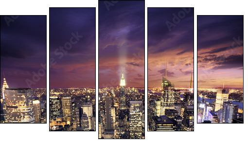 New york skysrcrapers - bussines buildings background - Five-piece canvas print, Pentaptych