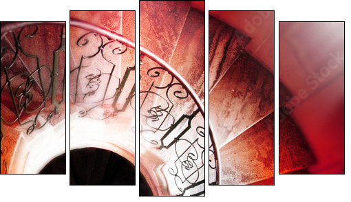 Spiral staircase.. - Five-piece canvas print, Pentaptych