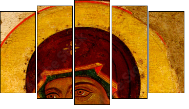 madonna, holy mary, head, icon close-up - Five-piece canvas print, Pentaptych