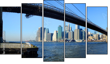 brooklyn bridge and lower manhattan panoramic view, new york - Five-piece canvas print, Pentaptych