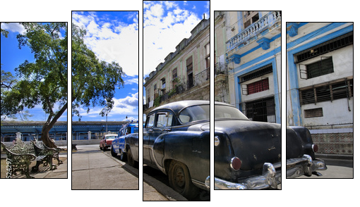 Havana Street with Oldtimer - Five-piece canvas print, Pentaptych