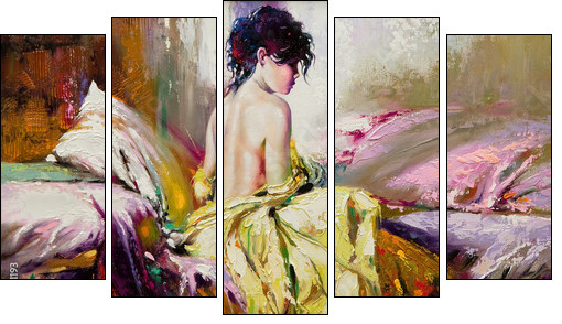 Portrait of the nude girl - Five-piece canvas print, Pentaptych