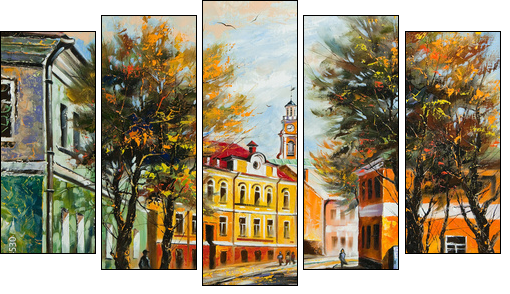 Ancient Vitebsk in the autumn - Five-piece canvas print, Pentaptych