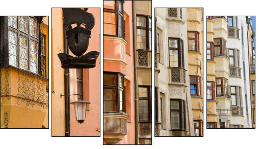 Row of old colorful buildings - Five-piece canvas print, Pentaptych