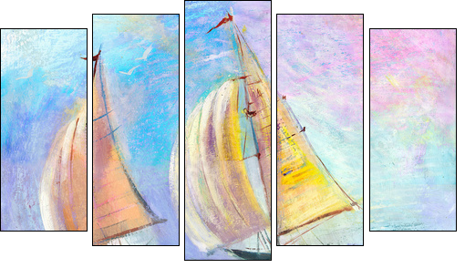 Sailing regatta - Five-piece canvas print, Pentaptych
