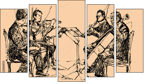 musician quartet - Five-piece canvas print, Pentaptych