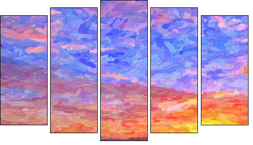 IMPRESSIONISM sunset in the mountains - Five-piece canvas print, Pentaptych