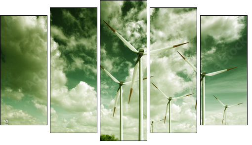 Wind turbines, ecology - Five-piece canvas print, Pentaptych