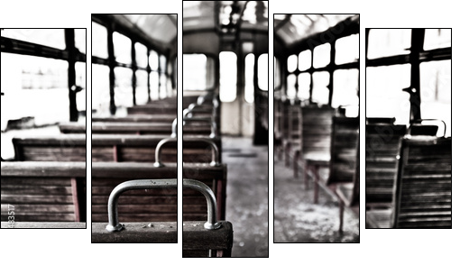 chairs in vintage train - Five-piece canvas print, Pentaptych