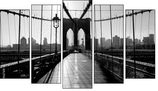 Brooklyn Bridge, Manhattan, New York City, USA - Five-piece canvas print, Pentaptych