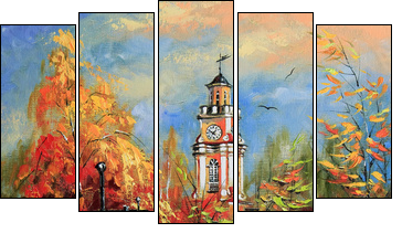 Ancient Vitebsk in the autumn - Five-piece canvas print, Pentaptych