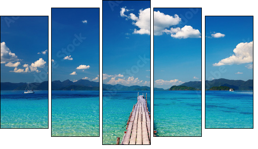Wooden pier in tropical paradise - Five-piece canvas print, Pentaptych