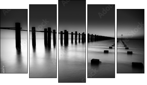 Border of Thames and North Sea in Shoeburyness - Five-piece canvas print, Pentaptych