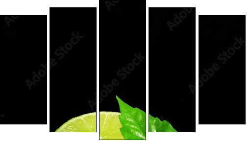 Lime on a black background - Five-piece canvas print, Pentaptych
