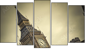 Big Ben, London - Five-piece canvas print, Pentaptych