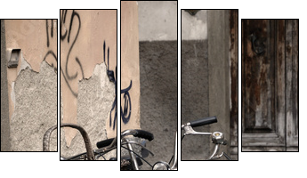 Italian old-style bicycles in Lucca, Tuscany - Five-piece canvas print, Pentaptych
