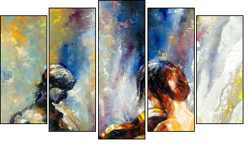 The girl playing a violin - Five-piece canvas print, Pentaptych