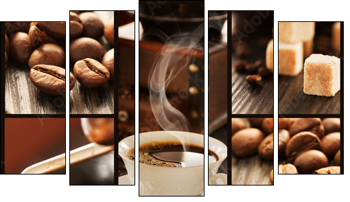 Coffee collage - Five-piece canvas print, Pentaptych