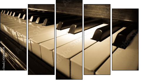 Close up shot of piano keyboard - Five-piece canvas print, Pentaptych