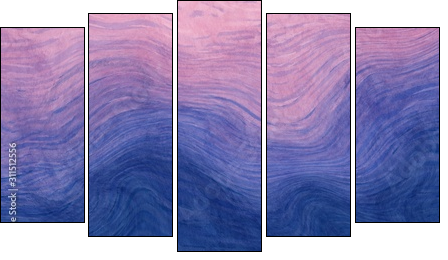 Abstract paint purple and blue with wavy brush stroke lines texture for backgrounds. - Five-piece canvas print, Pentaptych