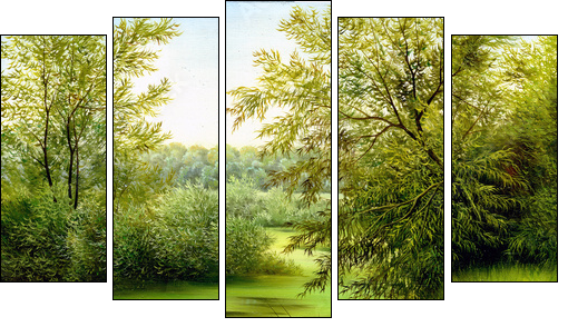 Wood lake - Five-piece canvas print, Pentaptych
