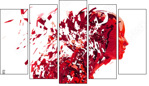 abstract character shattered into pieces - Five-piece canvas print, Pentaptych
