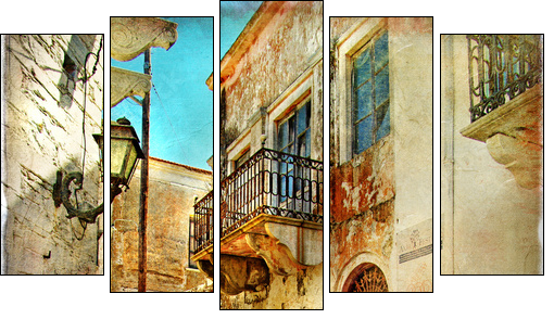 pictorial old streets of Greece - Five-piece canvas print, Pentaptych